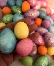 Vtg Set 55 EASTER Clear GLITTERED Styrofoam EGGS Ornaments FROSTED 1 picture