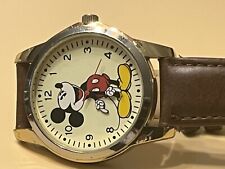 Mickey Mouse Men's Watch Classic Mickey Large Face Brown Band  Works picture