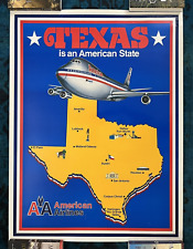 Original Travel Poster American Airlines Texas Dallas Houston Austin Oil Gas picture