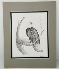 Bald Eagle Guarding Nest On Branch Matted Art Print Louis Gregorie picture