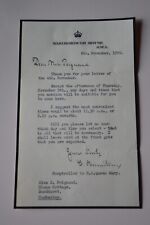 Queen Mary Letter Marlborough House Letterhead 11/6/1950 to  Miss Beryl Poignand picture