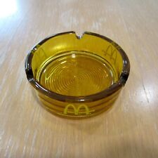 Rare Vintage 70s McDonald's Glass Ashtray Honey Amber Retro Round Spiral Bottom picture