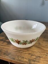 Vintage 7” Federal Nesting White Glass Maple Leaf Pattern Mixing Bowl Heat Proof picture