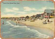Metal Sign - Connecticut Postcard - Beach front, Sound View, Conn. picture