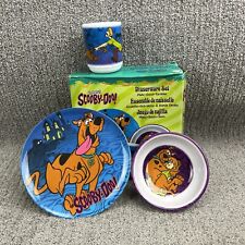 VTG Scooby Doo Kids 3 Pc Plastic Dinnerware Plate Bowl Cup NEW Damaged Box 1998 picture