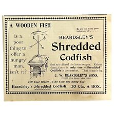 Beardsley's Shredded Cod Fish 1894 Advertisement Victorian Wooden Fish ADBN1oo picture