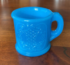 Antique Bryce Walker EAPG Opaque Blue - Swiss Pattern Child's Mug - 1880s picture