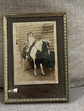 Old Vintage  Picture Boy on a pony holding flag picture