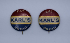 Pinback Eat Karl’s Bread Red White Blue & Gold Whitehead & Hoag c 1900s Antique picture
