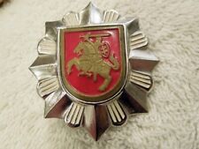 Vintage Lithuanian Police Officer Hat Badge with Shield of Mindaugas on Horse picture