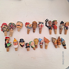 20Pcs Lot Amazing Vintage Carved Wood Cork Stoppers Wine Figures  Wooden  people picture