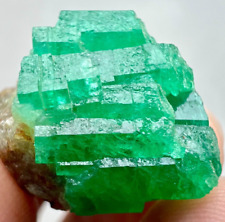 59 Carats Full & Well Terminated Top Green Swat Emerald Crystals Bunch On Matrix picture