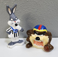 Vintage 2000 Looney Tunes Bugs Bunny And Taz Football Salt & Pepper Shakers VGC picture