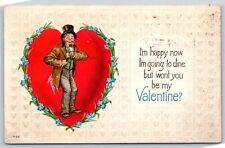 Holiday~Artist~Francis Brundage~Valentine~Man In Heart Inset~PM 1915 Postcard picture