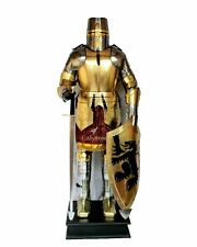 Brass Plated Steel Medieval Full Suit Of Armor Shield/Skirt/Combat Armor LO60 picture