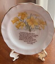 Edwardian English Fine Bone China Daffodil Decorative Plate With Quote And Stand picture