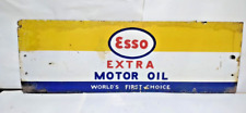 Old Vintage Esso Extra Motor Oil Worlds First Choice Porcelain Enamel Sign Board picture