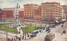 C.1905 Lafayette Square Buffalo NY Busy Trolley Horse Statue Vintage Postcard picture