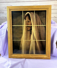 Jesus the Gentle Healer in window Gold Oak Wood Picture Frame 16