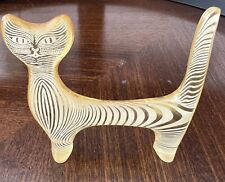 Vintage Abraham Polatnik Art Lucite Yellow Strip Cat Sculpture picture