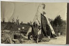 Native American Indian Chief Harbor Springs Michigan MI Real Photo RPPC Postcard picture