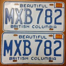 ** 1975 British Columbia License Plate PAIR **  # MXB-782 Nice Pair   picture