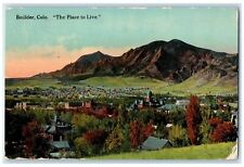 1913 Bird's Eye View Of Boulder Colorado CO, The Place To Live Antique Postcard picture