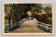 Postcard Old North Bridge Concord Massachusetts MA, Vintage Linen O2 picture