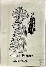 1950s Mail Order Sewing Pattern 9328 Womens 2-Pc Dress 2 Sleeves Size 18.5 15356 picture