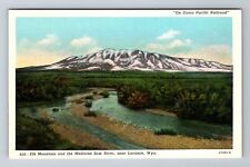 Laramie WY- Wyoming, Elk Mountain, Bow River, Antique, Vintage Souvenir Postcard picture
