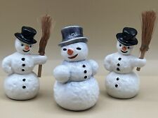 Genuine Goebel Snowman Lot of 3 West Germany Numbered 2 Brooms- Read, One Repair picture