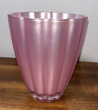 Vintage Teleflora Pink Satin Glass Scalloped Vase 6.5
