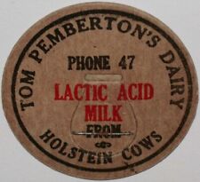 Vintage milk bottle cap TOM PEMBERTONS DAIRY Holstein Greensboro North Carolina picture