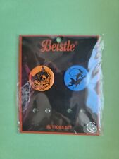Beistle Vintage Halloween Buttons Pins Witch Cat Creepy Co. Company Retro Lot picture