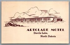 Postcard Devils Lake ND c1950s Artclare Motel Ramsey County Highway 2 picture