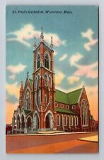 Worcester MA-Massachusetts, St Paul's Church, Panoramic Vintage Postcard picture