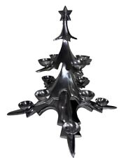 Vintage Chrome Silvertone Christmas Tree Candle Holder 13” Tall Pottery Barn  picture