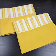 Vintage Lot Of 2 Golden Harvest Yellow Stripe Pillowcases 70s Retro Funky 1970s picture