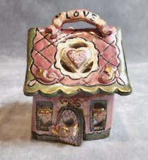 Vtg, Heather Goldminc, Ceramic, “Love” Candle Cottage, Hand Painted, Hearts, Art picture