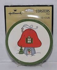 Vintage Hallmark Paper Christmas Coasters Toadstool Mushroom New Sealed 16 Count picture