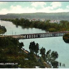 c1910s Savanna, IL Slough Bridge Birds Eye Railway Postcard Mississippi ILL A90 picture