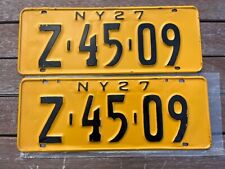 1927 New York License Plate Matched Pair  Z 45 09 picture