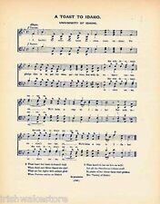 UNIVERSITY OF IDAHO Original Antique Song Sheet c 1906 