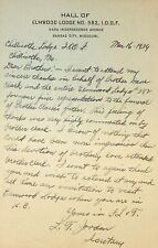 Rare 1939 Letter I.O.O.F. Odd Fellows Elmwood Lodge #582 Kansas City MO picture