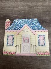 Vintage Greeting Card, A Cheery Thought Just Because Floral House, Used picture