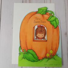 1984 Joan Walsh Anglund Greeting Card Niece Halloween Girl Pumpkin Cat Unused picture