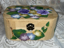 FASHION HANDPAINT COLORFUL FLOWER WOOD HINGED SNAP CLOSE LATCH BOX picture