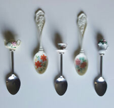 LOT~2 VTG Avon 1989 Souvernir Porcelain Floral Spoons+3 Spoons:Tea pot,Cup &Vase picture