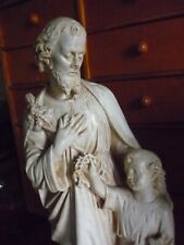 antique St.joseph with jesus child  Chalkware Statue 13 inches picture