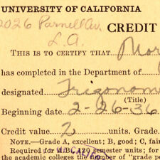Vintage 1936 University Of California Extension Division Credit Certificate UC picture